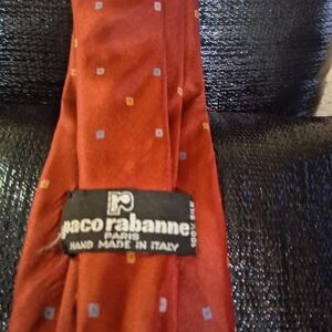 Paco Rabanne Red Patterned Silk Tie